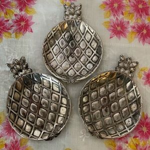 3 VTG Silver Plate Pineapple Trinket Dishes